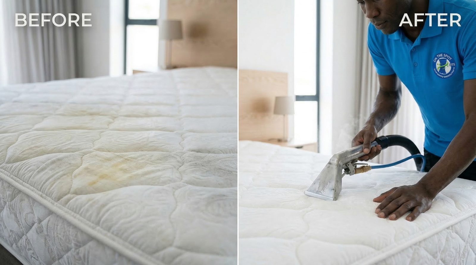 Mattress sanitisation before and after — OTS
