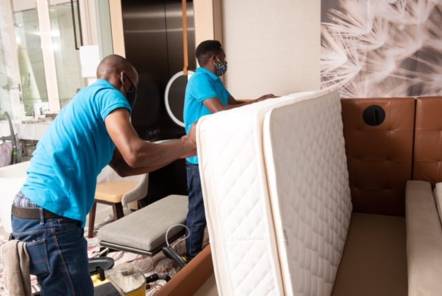 OTS team mattress sanitisation in hotel bedroom