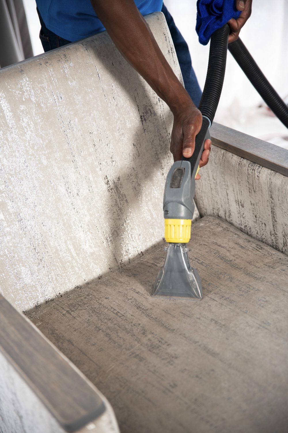 Professional upholstery cleaning close-up detail